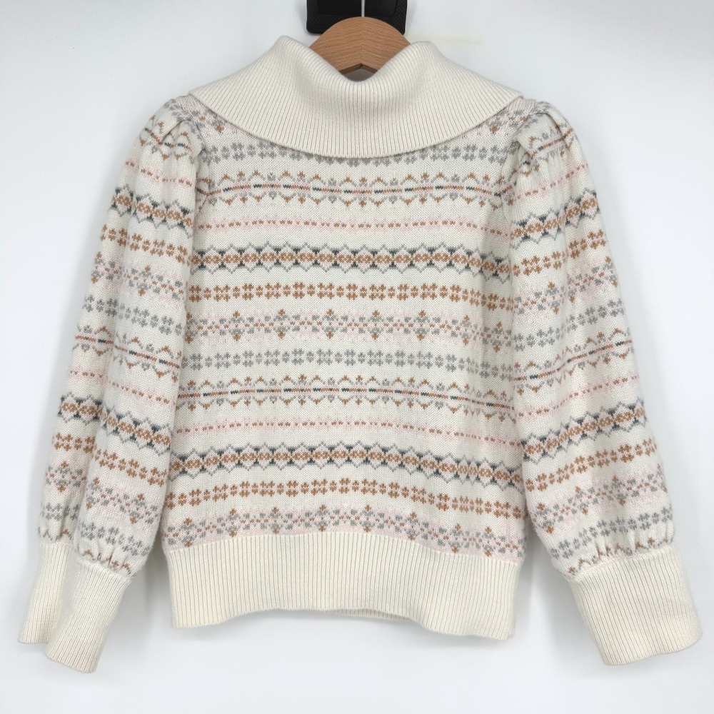 Janie and Jack Girl's Ivory The Fair Isle Turtleneck Sweater Sz‎ 5